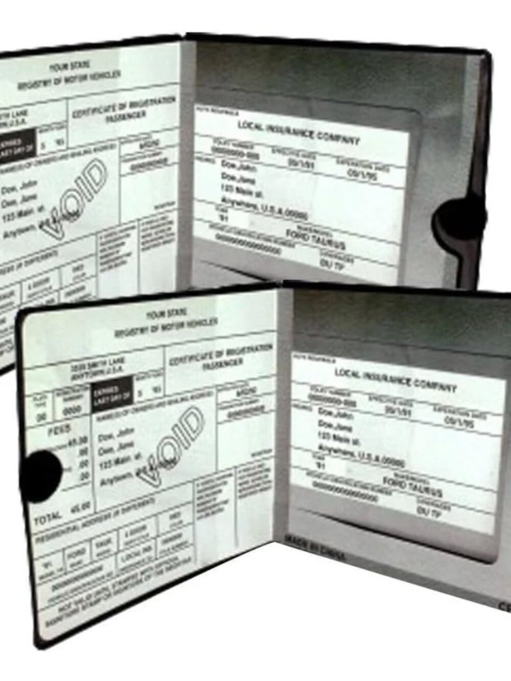 ESSENTIAL Car Auto Insurance Registration BLACK Document Wallet Holders 2 Pack -